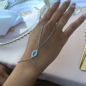 Boho Silver Evil Eye Hand Chain